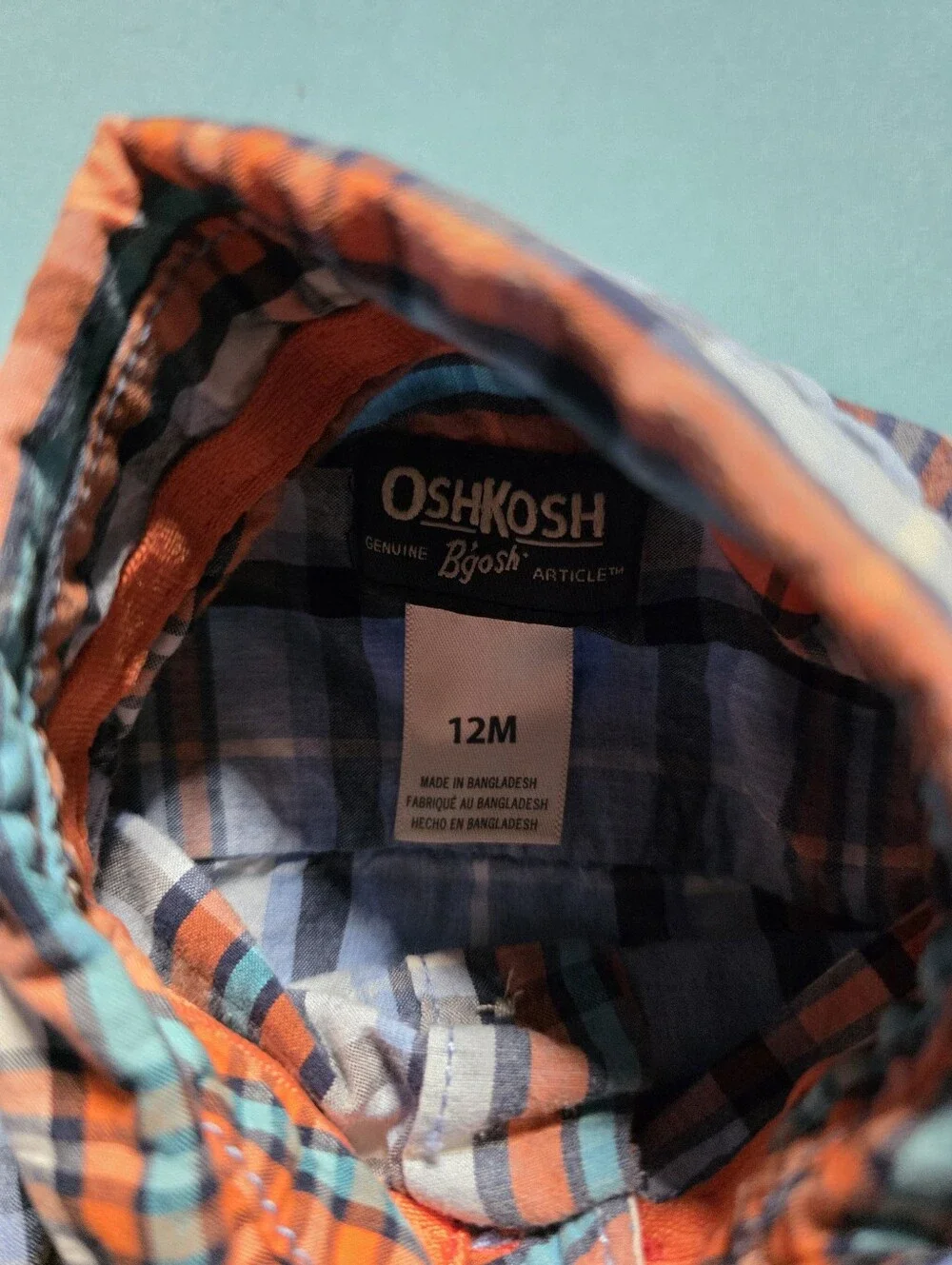 OshKosh B'gosh 12M Plaid Bodysuit